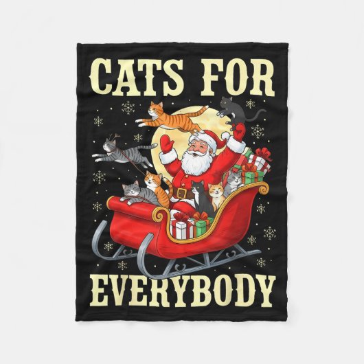 Christmas Cats For Everybody Santa Lover Holiday  フリースブランケット (正面)