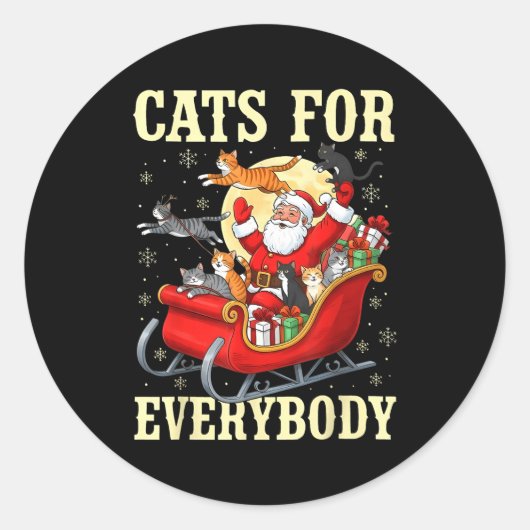 Christmas Cats For Everybody Santa Lover Holiday  ラウンドシール (正面)