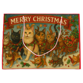"Christmas Cats" Gift Bag ラージペーパーバッグ
