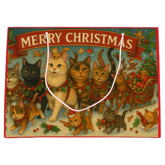 "Christmas Cats" Gift Bag ラージペーパーバッグ (正面)