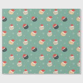 Christmas Cats in Santa Hats Pattern ラッピングペーパー (フラット)