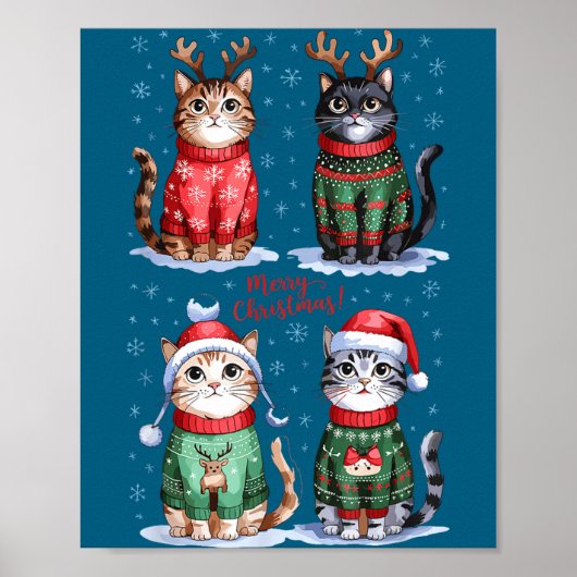 Christmas Cats _ Merry Christmas Cats Graphic  ポスター (正面)