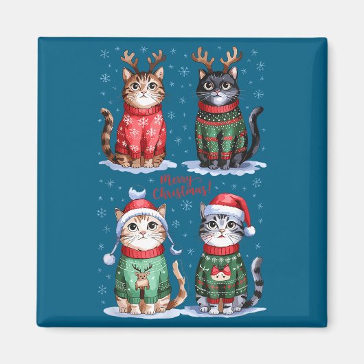 Christmas Cats _ Merry Christmas Cats Graphic  マグネット (正面)