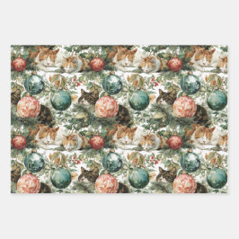 Christmas Cats & Ornaments ラッピングペーパーシート