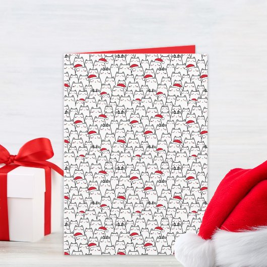 Christmas Cats Pattern Meowy Catmas Holiday カード