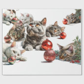 Christmas Cats with Red Ornaments – Cozy Watercolo ラッピングペーパー (フラット)