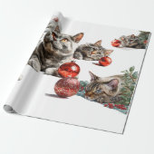 Christmas Cats with Red Ornaments – Cozy Watercolo ラッピングペーパー (アンロールド)