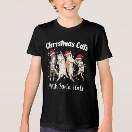 Christmas Cats with Santa Hats Cute Funny Holiday トライブレンドＴシャツ