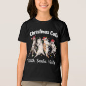 Christmas Cats with Santa Hats Cute Funny Holiday トライブレンドＴシャツ (正面)