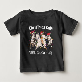 Christmas Cats with Santa Hats Cute Funny Holiday ベビーTシャツ