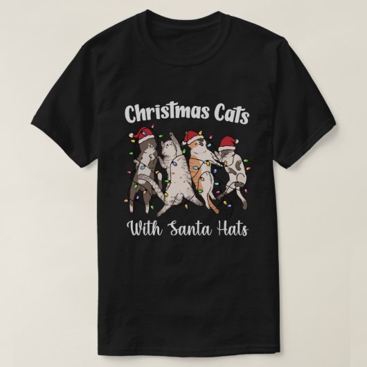 Christmas Cats with Santa Hats Cute Funny Holiday Tシャツ (デザイン正面)