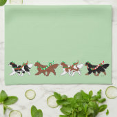 Christmas Cavaliers Parade キッチンタオル (折り畳み)