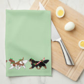 Christmas Cavaliers Parade キッチンタオル (四つ折り)