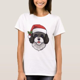 Christmas Cavapoodle Tシャツ – 白黒