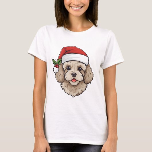 Christmas Cavapoodle Tシャツ – cream (正面)