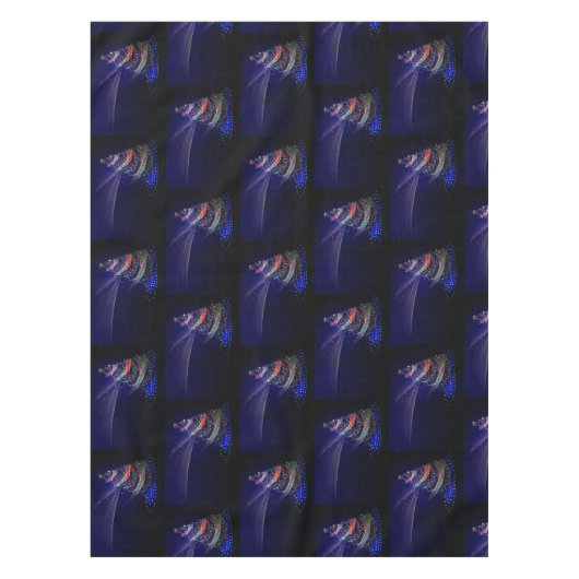 Christmas Celebration Colorful Tree Navy Blue テーブルクロス (正面)