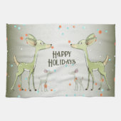 Christmas Celebration Green Deers Holidays Cute キッチンタオル (横)