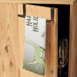 Christmas Celebration Green Deers Holidays Cute キッチンタオル