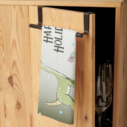 Christmas Celebration Green Deers Holidays Cute キッチンタオル (三つ折り)