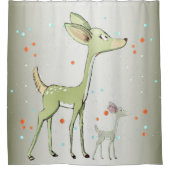 Christmas Celebration Green Deers Holidays Cute シャワーカーテン (正面)