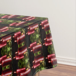Christmas Celebration Red Candles Green Leaves テーブルクロス