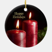 Christmas Celebration Red Candles Winter Holidays セラミックオーナメント (裏面)