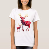 Christmas Celebration Red Reindeers Stylish Tシャツ (正面)