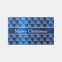 Christmas Celebration White Snowflakes Navy Blue