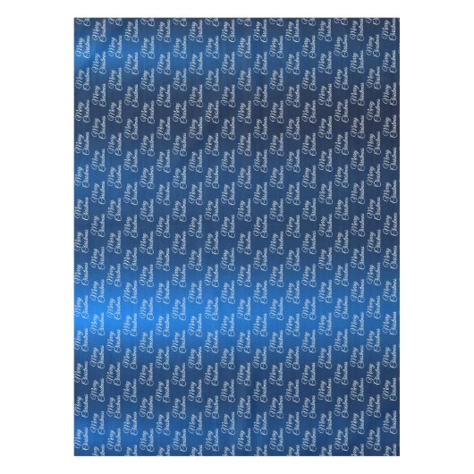 Christmas Celebration White Snowflakes Navy Blue テーブルクロス (正面)