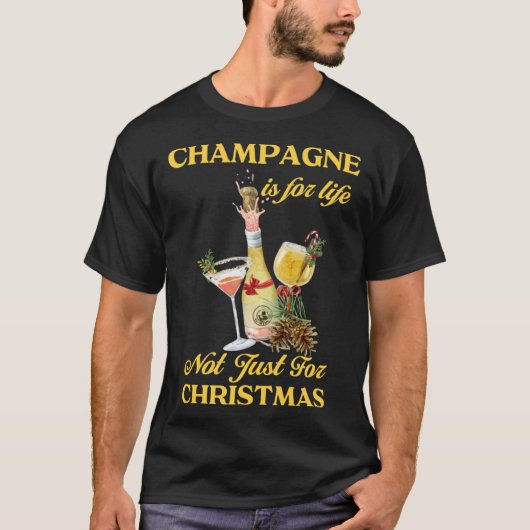 Christmas Champagne Festive Matching Party Xmas Dr Tシャツ (正面)