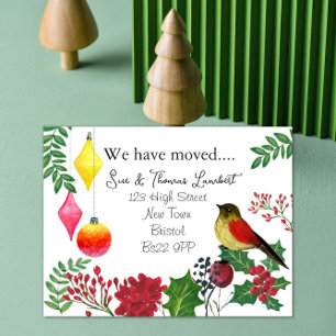 Christmas Change of Address Card -レトロロビン シーズンポストカード