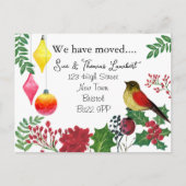Christmas Change of Address Card -レトロロビン シーズンポストカード (正面)