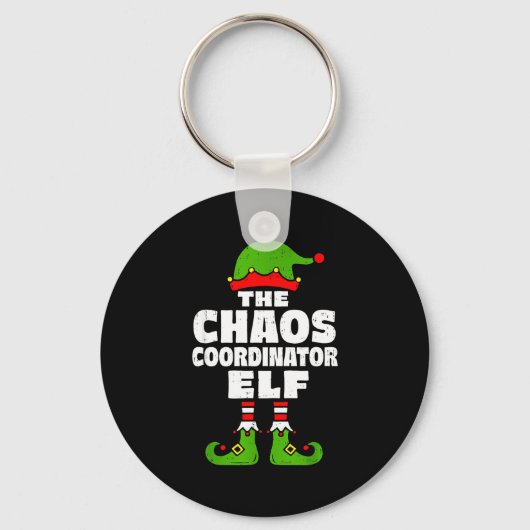 Christmas Chaos Coordinator Elf Funny Xmas Holiday キーホルダー (正面)
