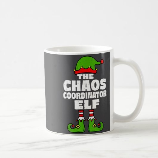 Christmas Chaos Coordinator Elf Funny Xmas Holiday コーヒーマグカップ (右)