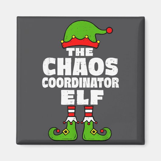 Christmas Chaos Coordinator Elf Funny Xmas Holiday マグネット (正面)