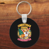 Christmas Chaos Coordinator Xmas Puppy Funny Corgi キーホルダー (正面)