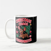 Christmas Chaos Coordinator Xmas Puppy Funny Dachs コーヒーマグカップ (左)