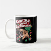 Christmas Chaos Coordinator Xmas Puppy Funny Puggl コーヒーマグカップ (左)