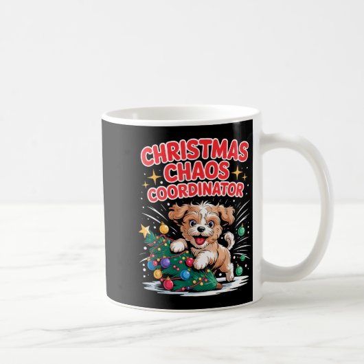 Christmas Chaos Coordinator Xmas Puppy Funny Shi-o コーヒーマグカップ (右)