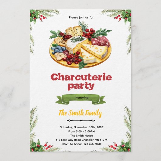 Christmas Charcuterie party invitation 招待状 (正面)