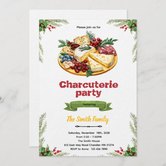 Christmas Charcuterie party invitation 招待状 (正面/裏面)