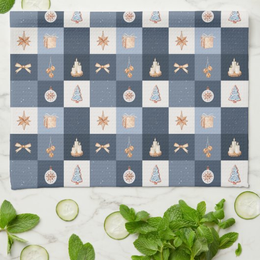 Christmas Checkered Kitchen Towel キッチンタオル (折り畳み)