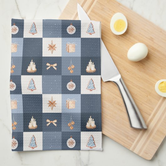 Christmas Checkered Kitchen Towel キッチンタオル (四つ折り)