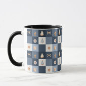 Christmas Checkered Mug with Ornaments マグカップ (左)