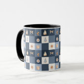 Christmas Checkered Mug with Ornaments マグカップ (正面左)
