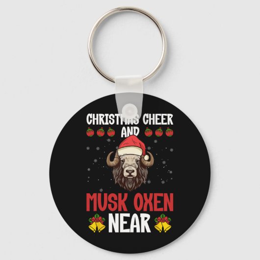 Christmas Cheer And Musk Oxen Near - Musk Ox Musko キーホルダー (正面)