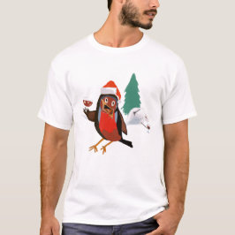 Christmas Cheers Robin on men's t-shirt Tシャツ