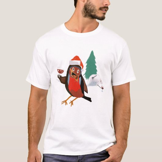 Christmas Cheers Robin on men's t-shirt Tシャツ (正面)