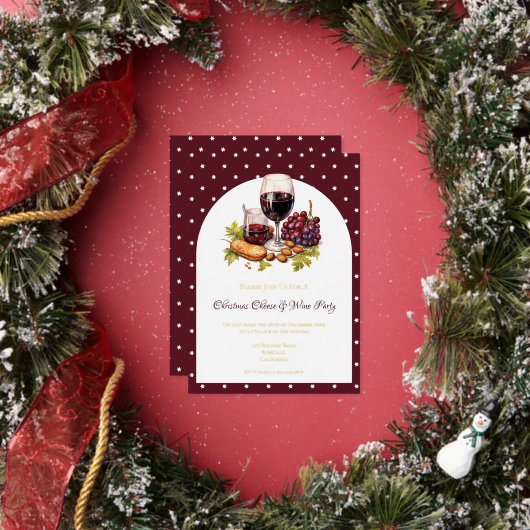 Christmas Cheese & Wine Theme Foil Invitation 箔招待状 (インサイチュ)