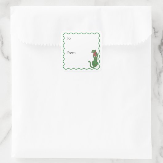 Christmas Cheetah Gift Sticker スクエアシール (バッグ)